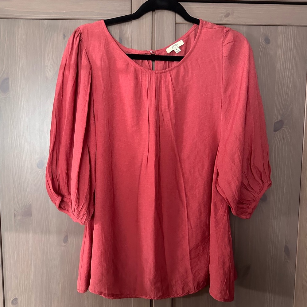 Kori America 3/4 puffy sleeve blouse